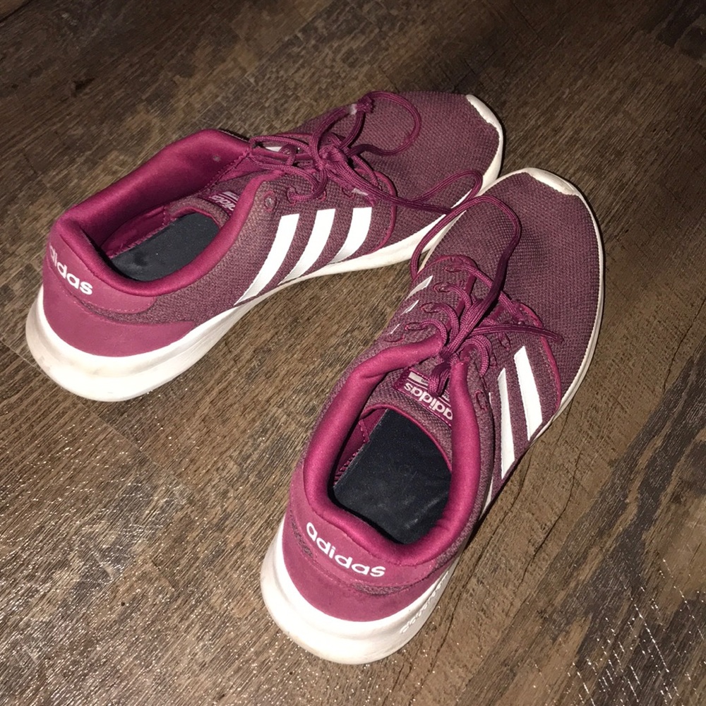 slightly worn  burgundy adidas tennis shoes !!!